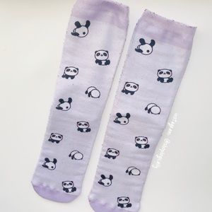 Pastel Purple Panda Print Smoko Crew Socks
